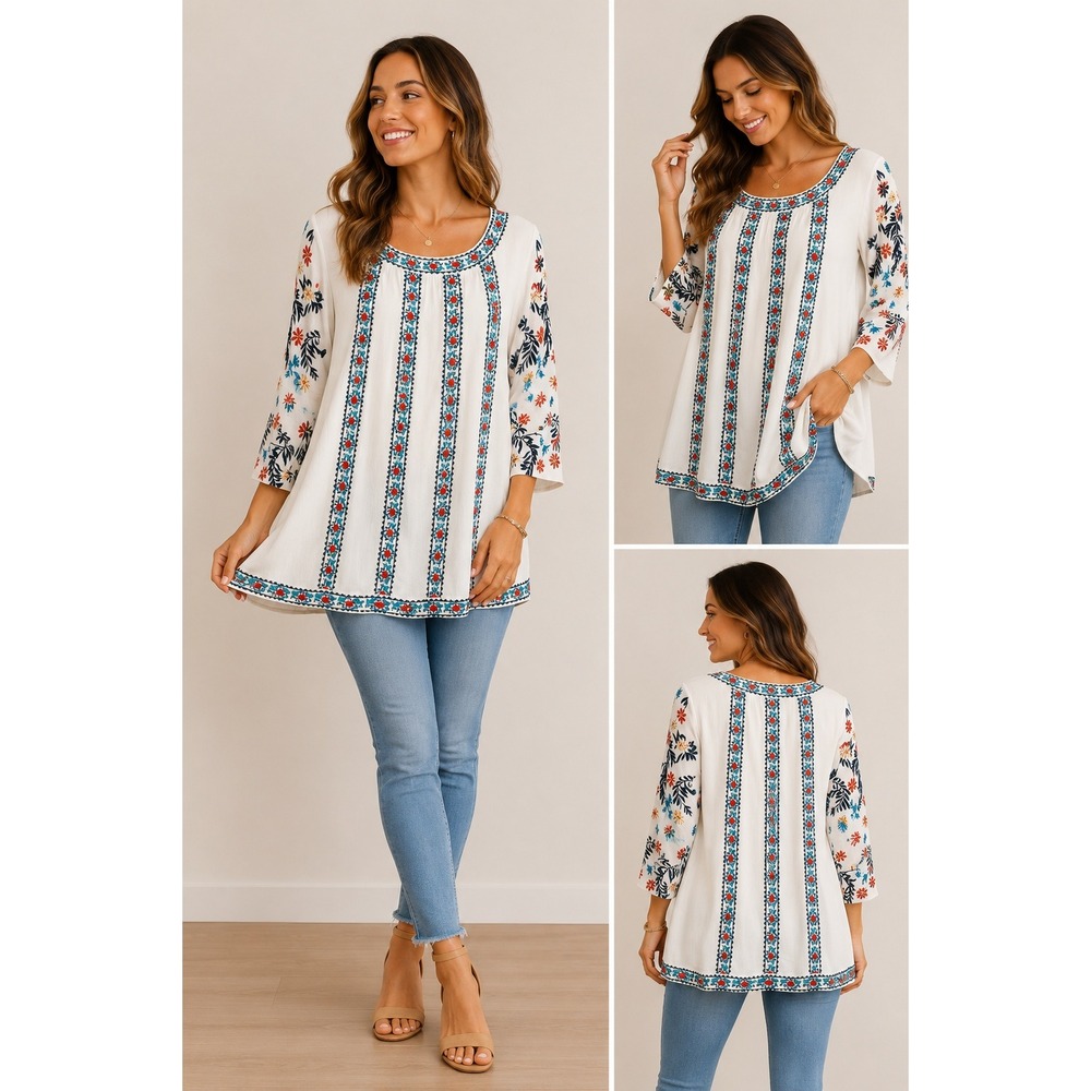320 Soft Surroundings Eleandra Gauze Boho Tunic Top (XL, EUC)